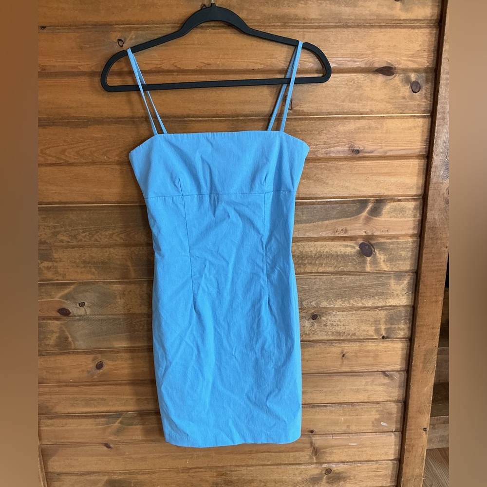 Classic Blue Mini Slip Dress with Thin Straps